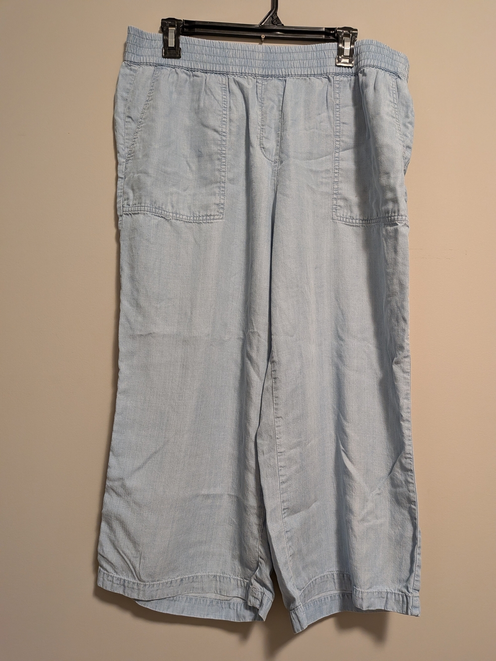 Hilary Radley Light Blue Wide-Leg Casual Joggers